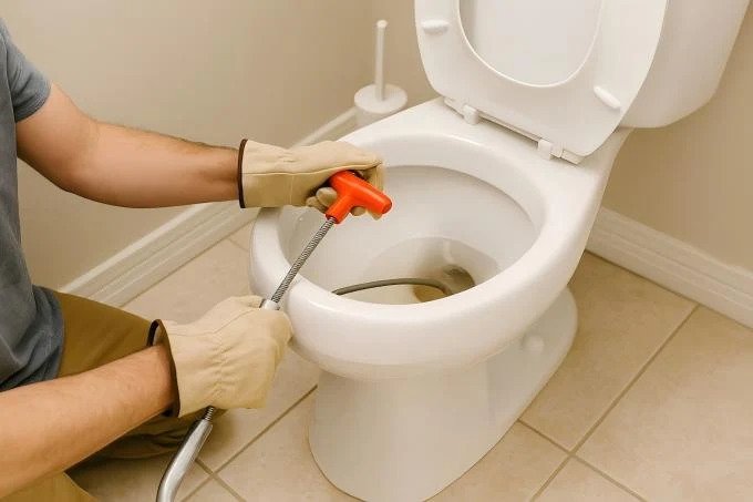 Toilet ontstoppen met ontstoppingsveer